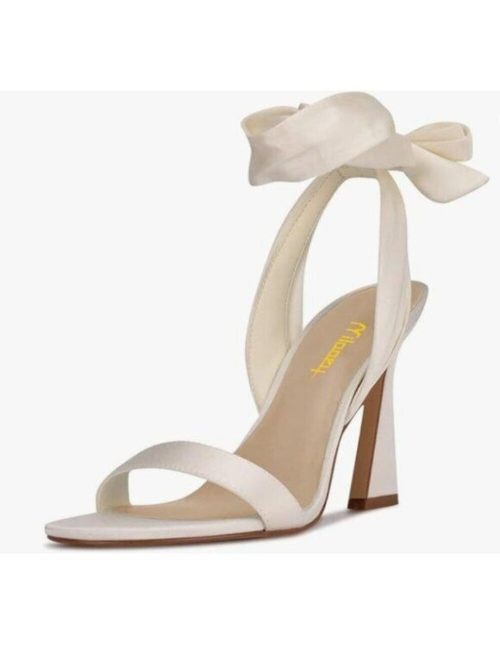 Milooey White Open Toe Strappy Sandal Lace Up Block High Heels Ankle Strap Shoes